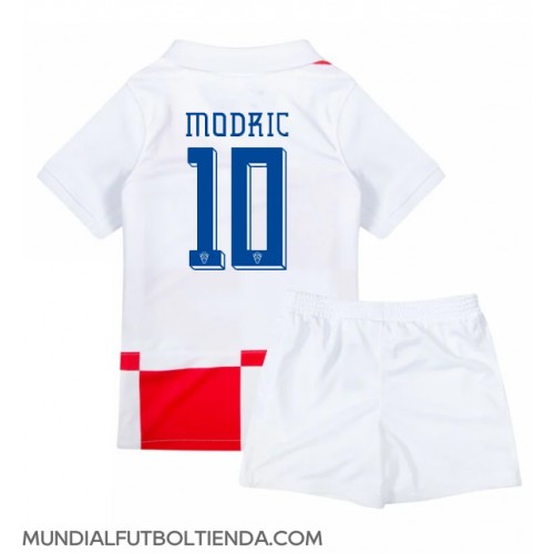 Camiseta Croacia Luka Modric #10 Primera Equipación Replica Eurocopa 2024 para niños mangas cortas (+ Pantalones cortos)